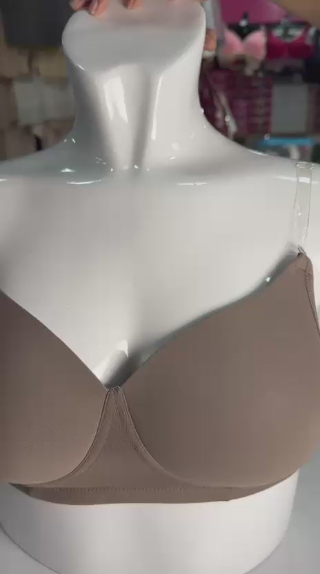 Load video: Transparent Straps Padded Bra 1131